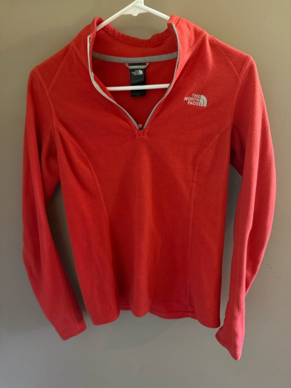 The North Face Orange 3/4 Zip Fleece Pullover with Logo Tag